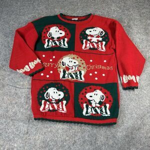 Vintage Snoopy & Friends Ugly Christmas Sweater Womens Small Holiday Pullover